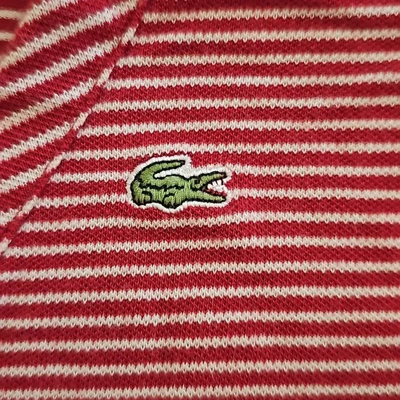 Lacoste Red White Striped Button Cardigan 46 US Size XL/L - Picture 4 of 5